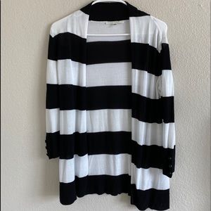 Black and white striped cardigan